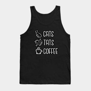 Cats - Tats - Coffee - Cat Lover - Cute Cat Shirt Tank Top